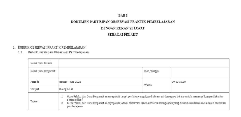 Contoh Lembar Observasi Penilaian Kinerja Guru Dan Kepala Sekolah Di ...